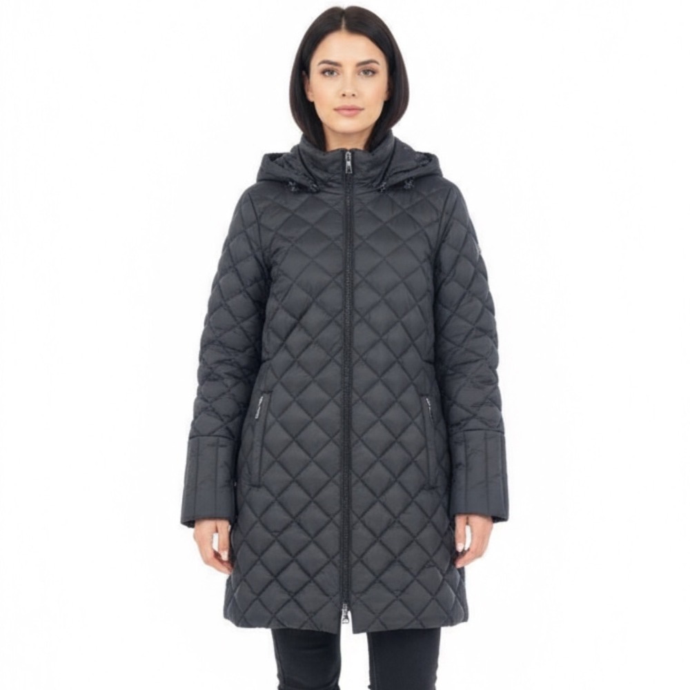 Lands' End Puffer‎ Coat Quilted Lightweight Hooded Jacket Black Small